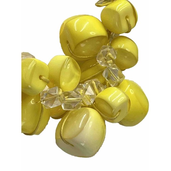Beautiful Adjustable Yellow Cluster Statement Necklace 20.5" Silver Tone Chain - Picture 4 of 8